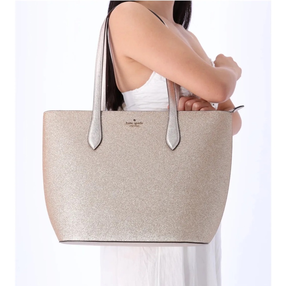 Kate Spade Lrg Gold Glitter Tote Shoulder Bag NWT